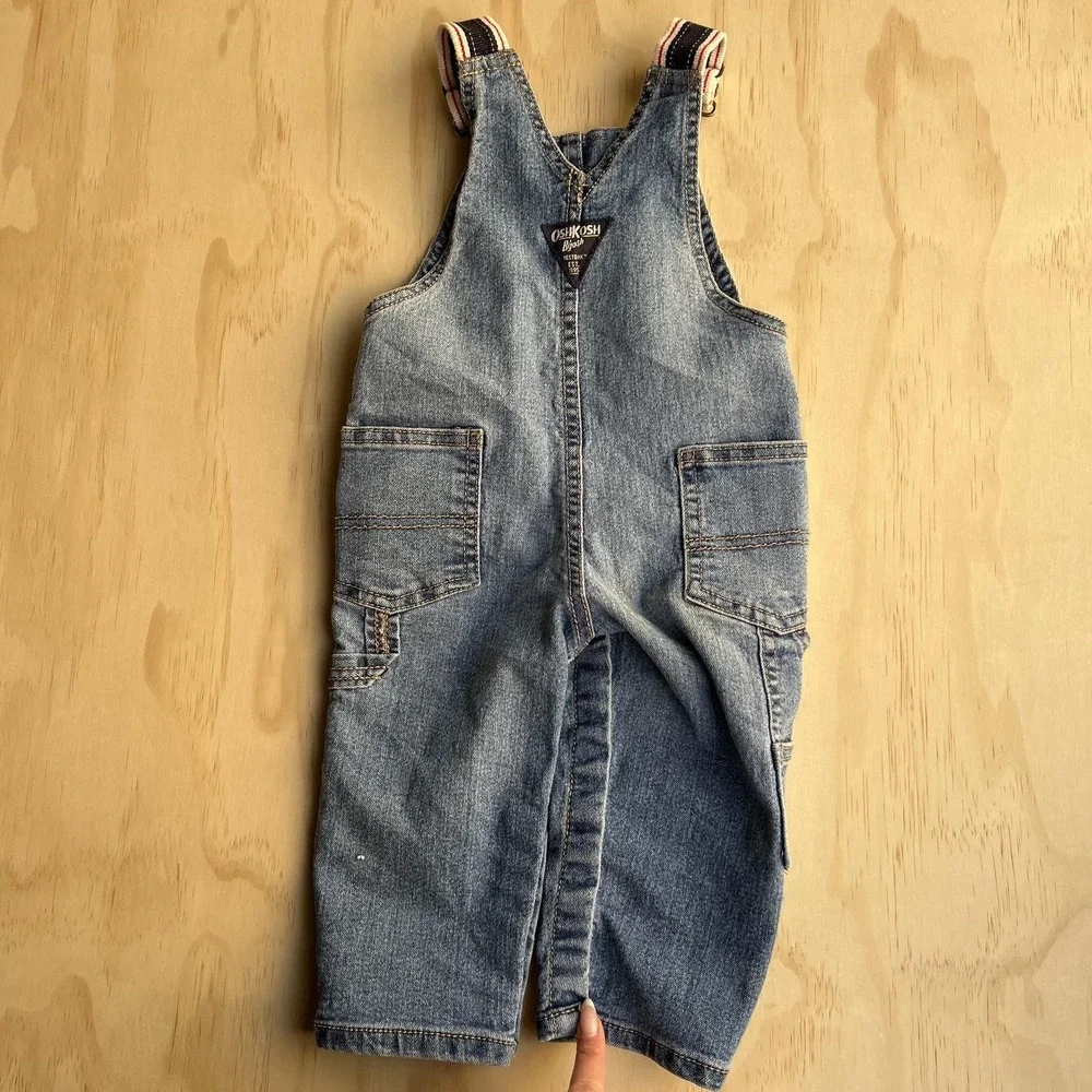 OshKosh B'gosh Overalls Baby 12M Blue Denim Bib Adjustable Straps Jeans